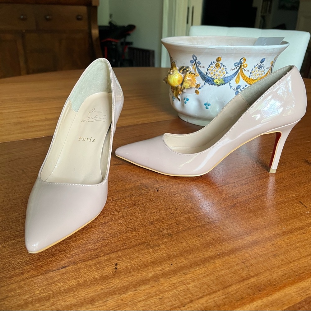 Christian Louboutin Cream Pointed-Toe Heels